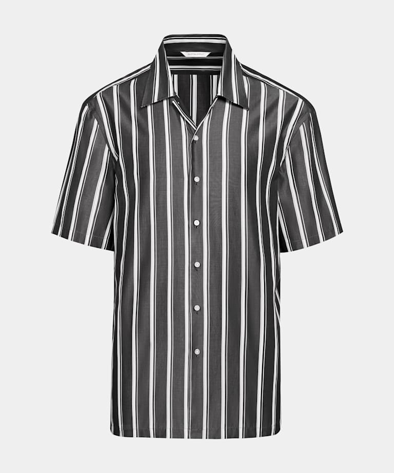 Black Striped Short Sleeve Shirt