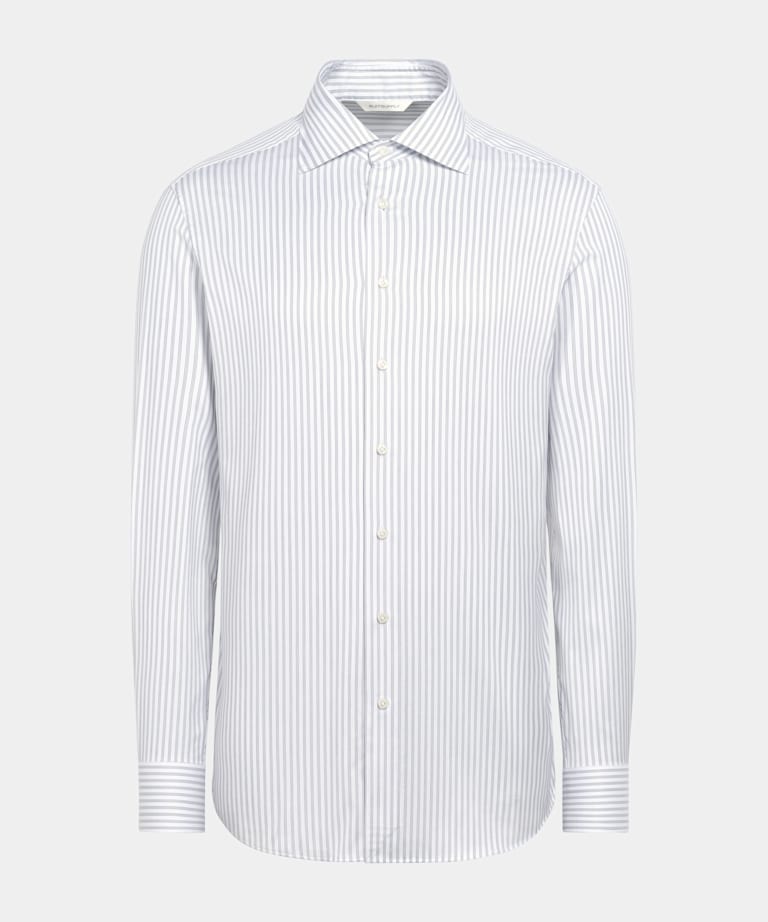 Navy Striped Widespread Collar Shirt