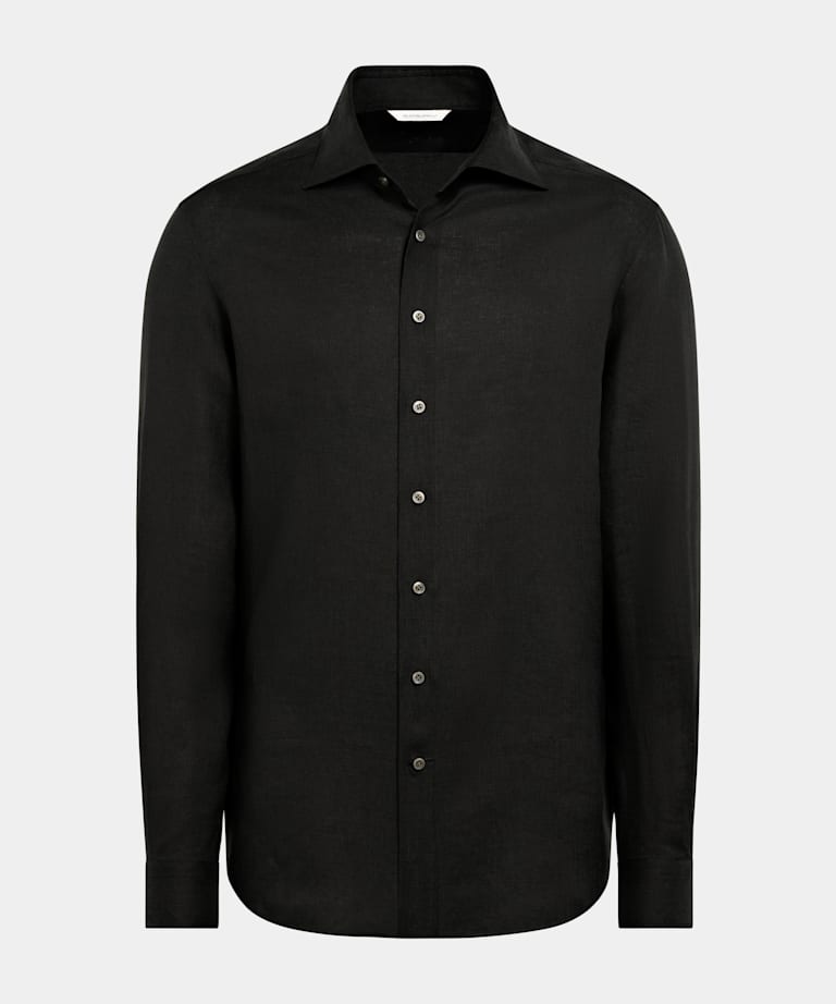 Schwarzes Leinenhemd