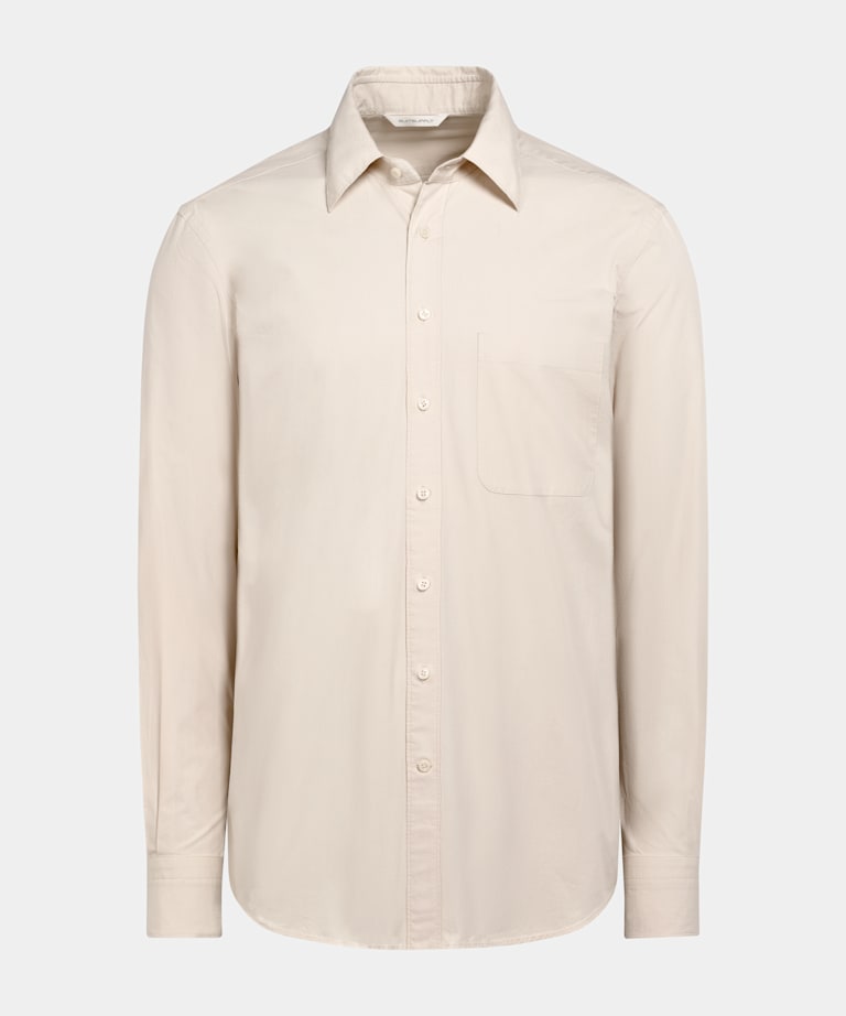 Camisa marr&oacute;n claro de algod&oacute;n