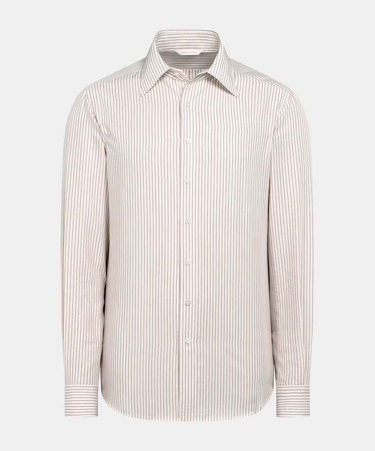 Light Brown Striped Lyocell Shirt