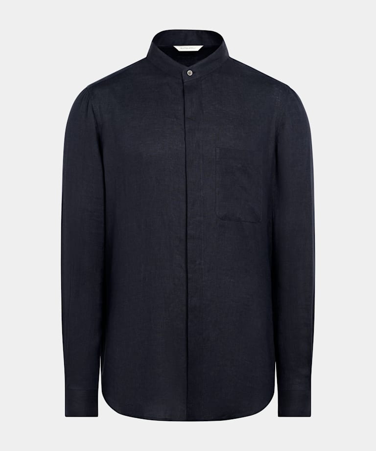 Navy Linen Overshirt