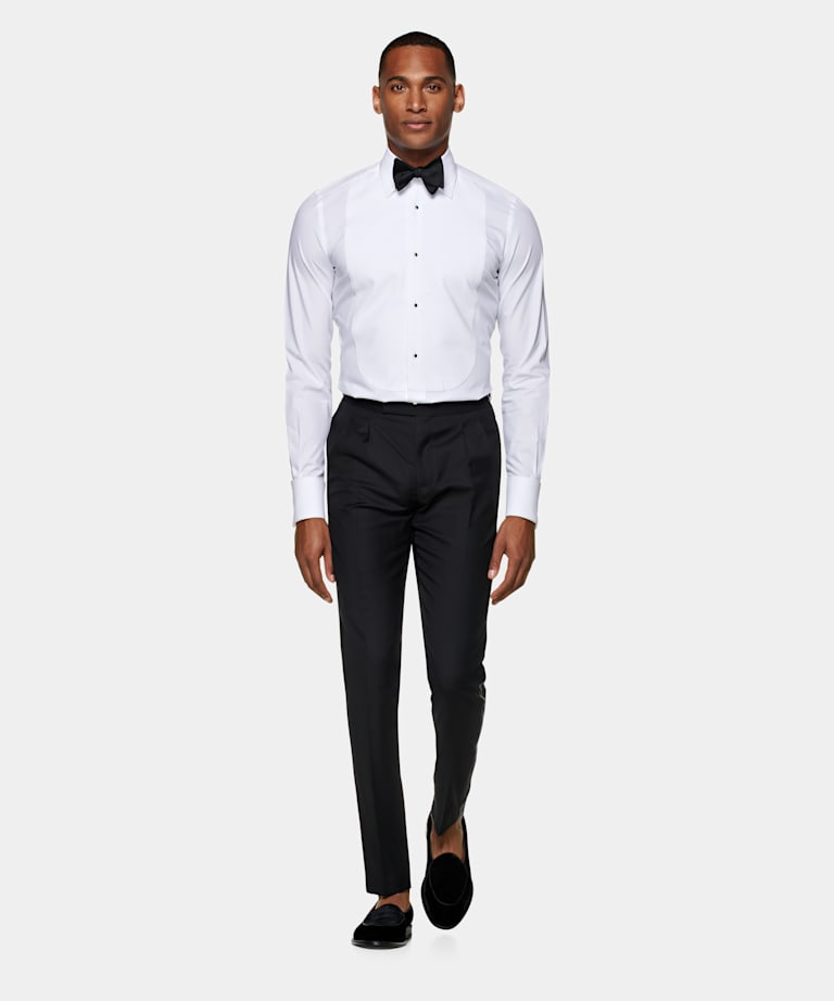 White Extra Slim Fit Tuxedo Shirt