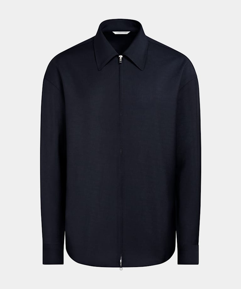 Navy Wool Mohair Overshirt