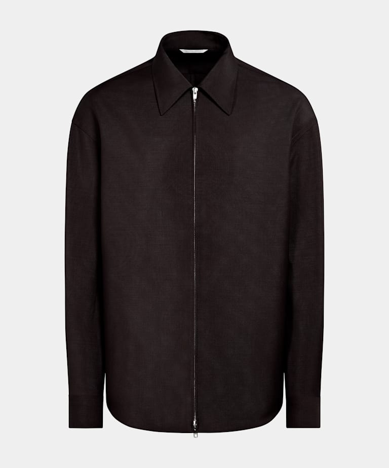 Dark Red Wool Mohair Overshirt