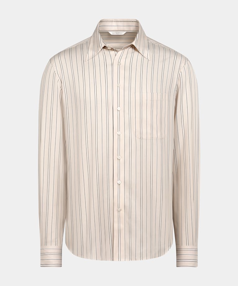 Light Yellow Striped Lyocell Shirt