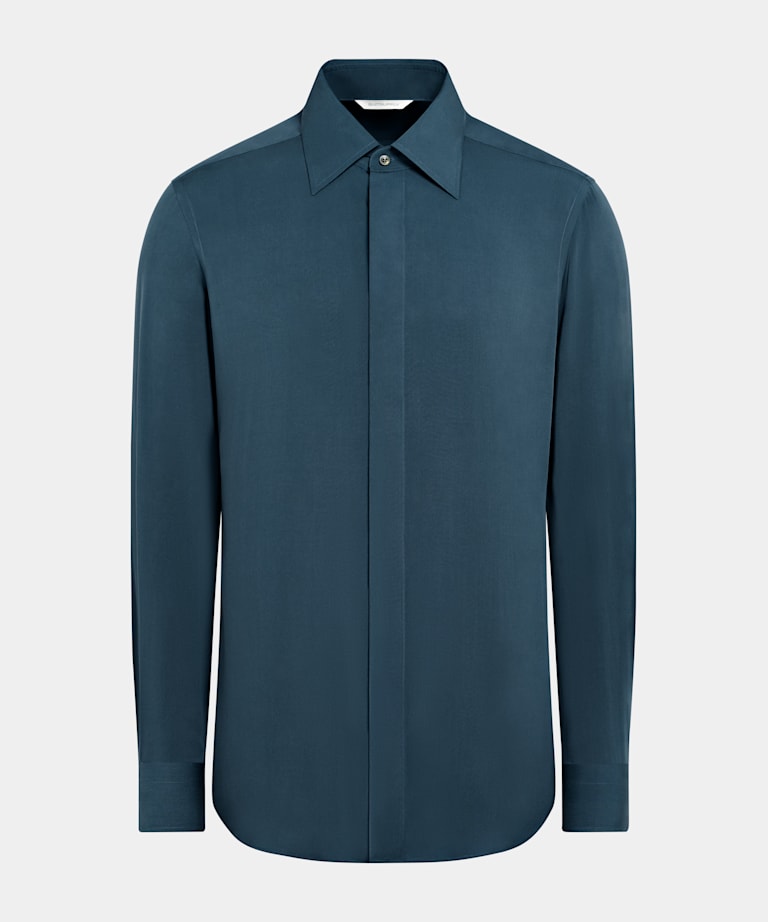Mid Blue Lyocell SIlk Shirt