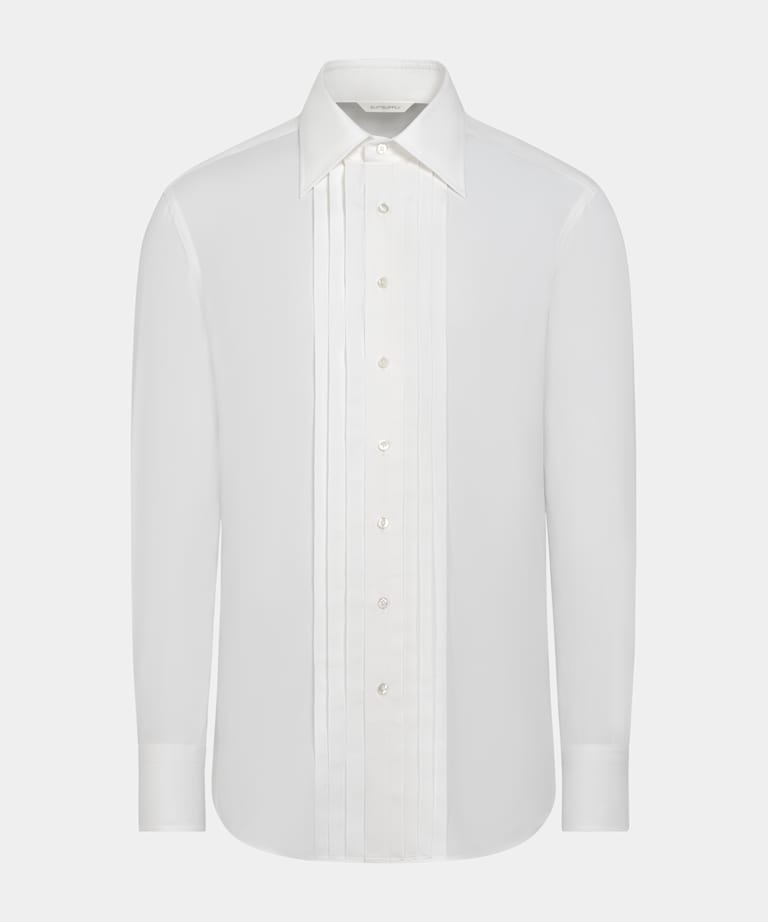 Chemise de smoking en pliss&eacute; blanc cass&eacute;