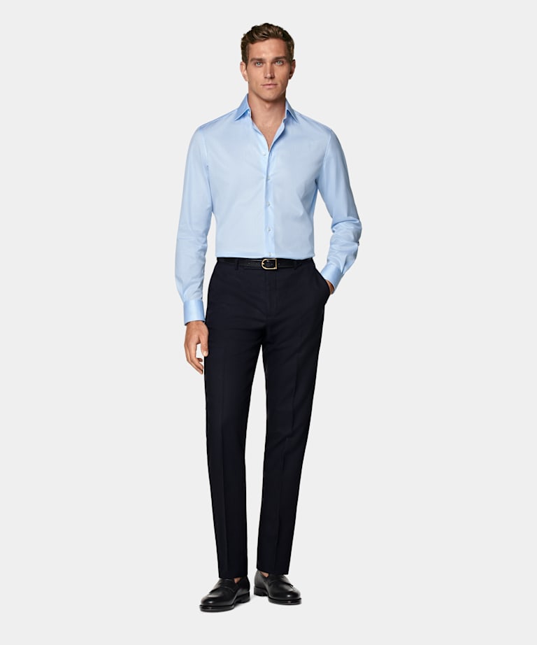 Light Blue Twill Tailored Fit Shirt