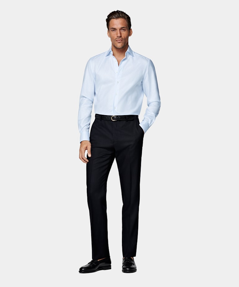 Light Blue Striped Oxford Shirt