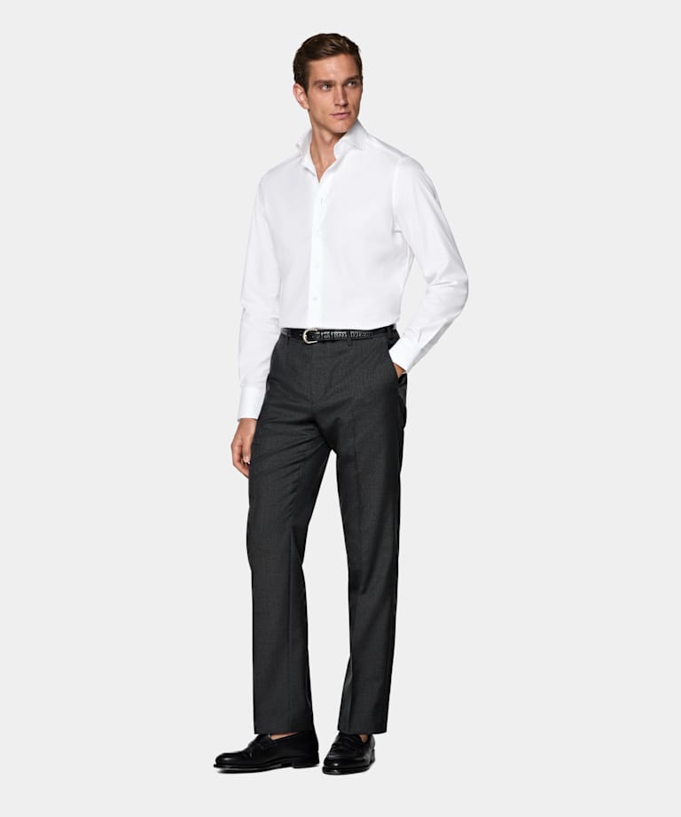 White Cutaway Collar Shirt
