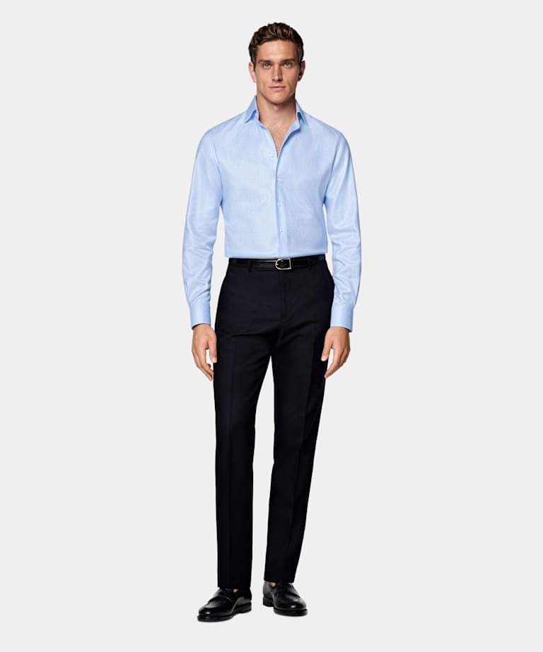 Camisa azul claro pata de gallo corte Tailored