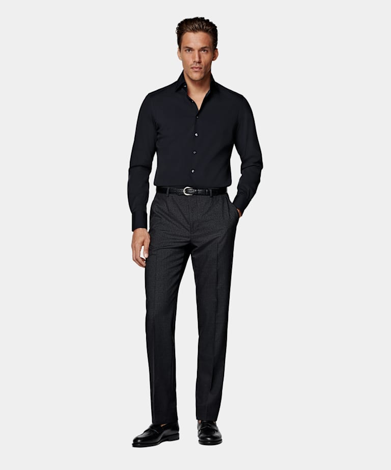 Navy Poplin Tailored Fit Shirt