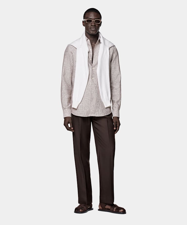 Hemd braun gestreift Tailored Fit