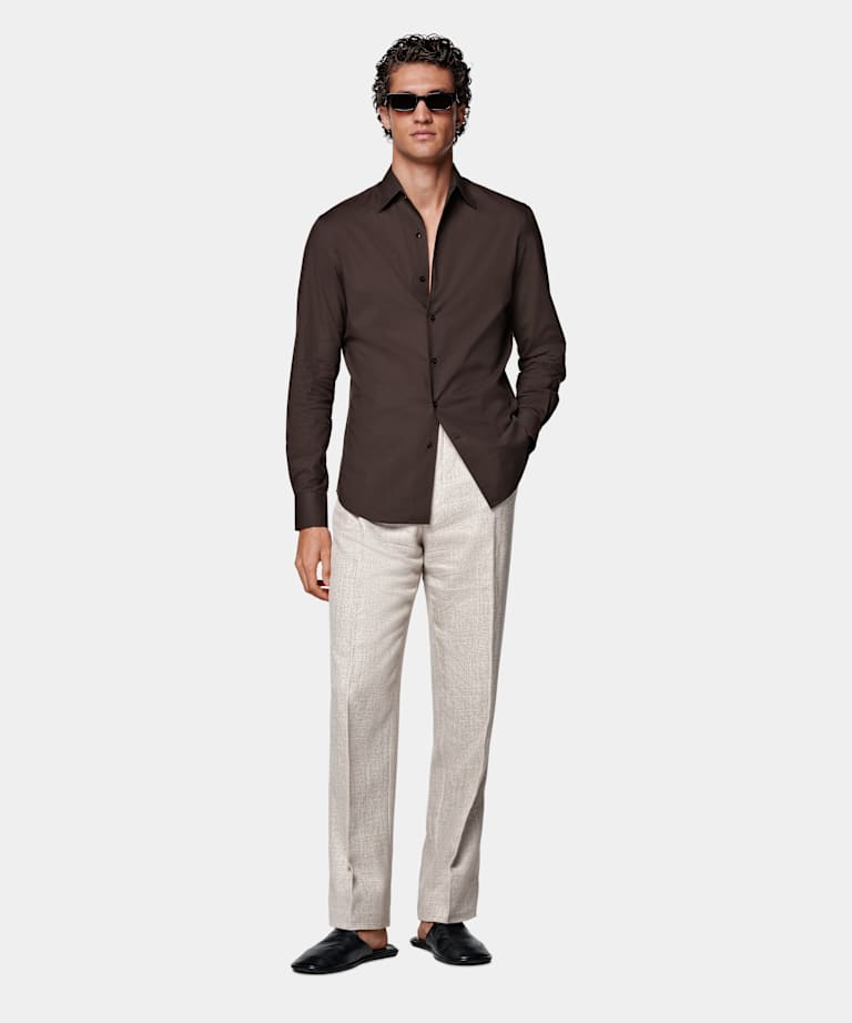 Brown Tailored Fit Shirt
