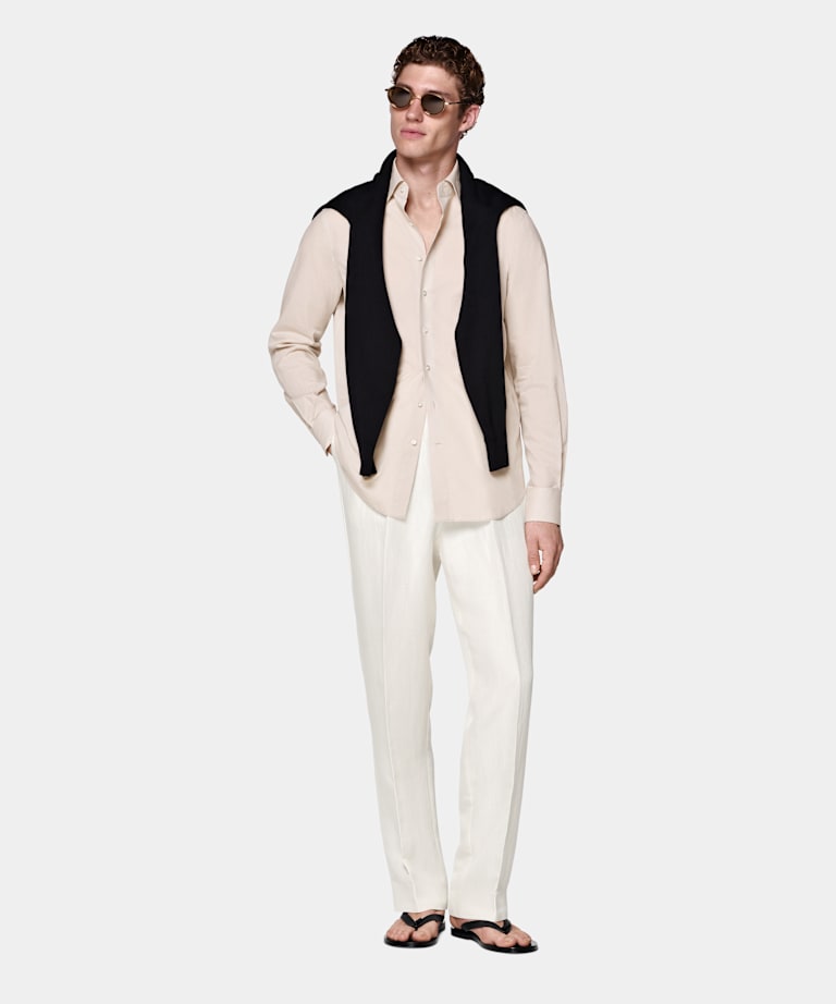 Chemise marron clair en coton