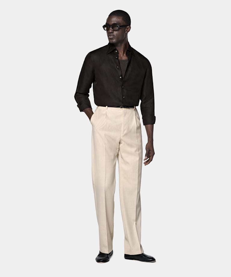 Dark Brown Linen Silk Overshirt