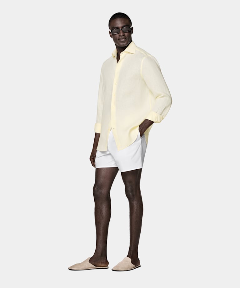 Chemise en lin jaune clair