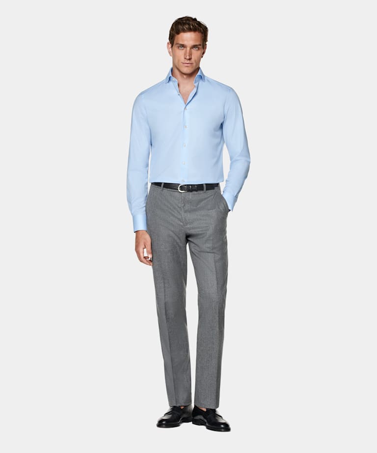 Camisa de sarga corte Tailored azul claro