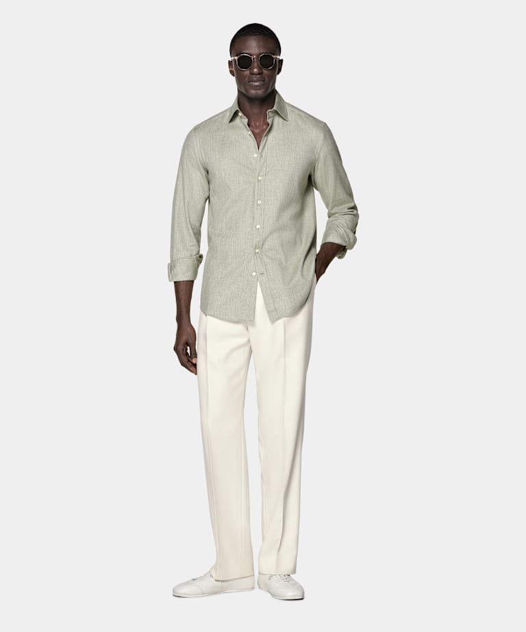 Light Green Cotton Flannel Shirt