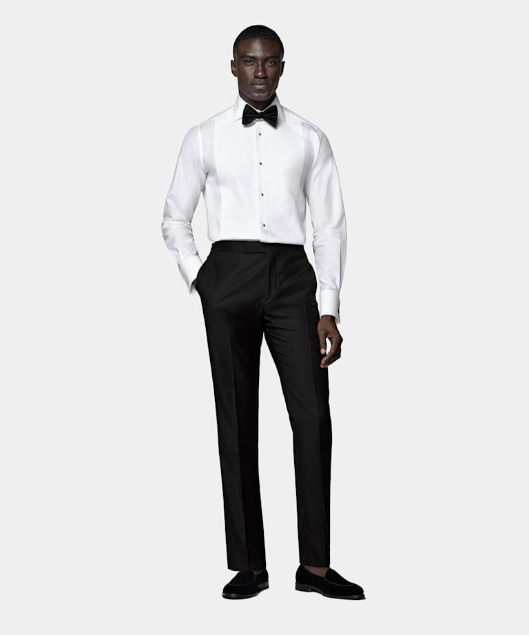 White Piqué Extra Slim Fit Tuxedo Shirt