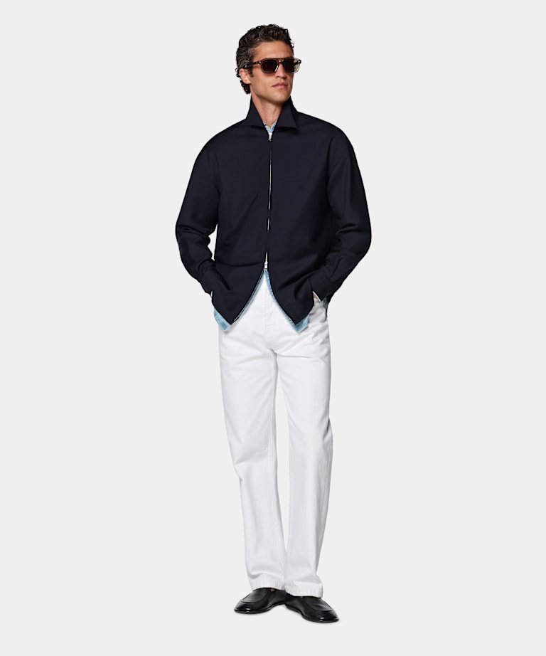Navy Wool Mohair Overshirt