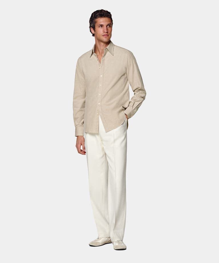 Chemise en velours marron clair