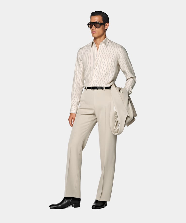 Light Yellow Striped Lyocell Shirt