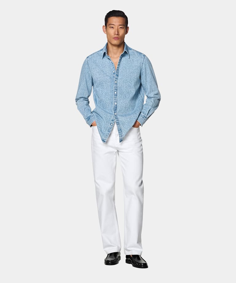 Chemise en denim bleu clair