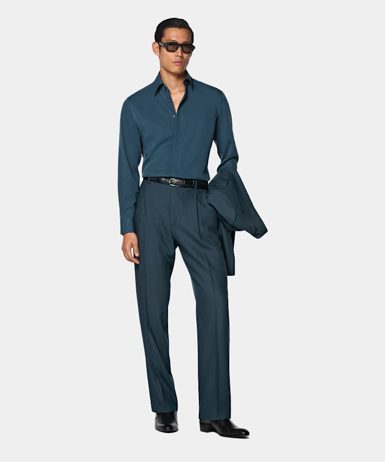 Mid Blue Lyocell SIlk Shirt