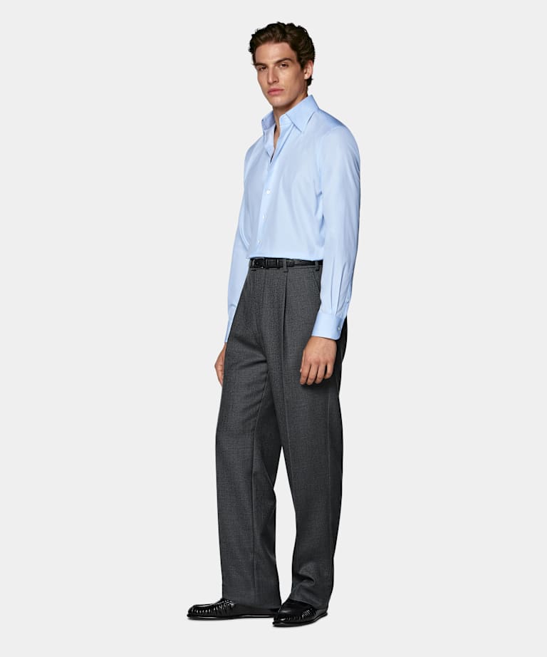 Light Blue Point Collar Shirt