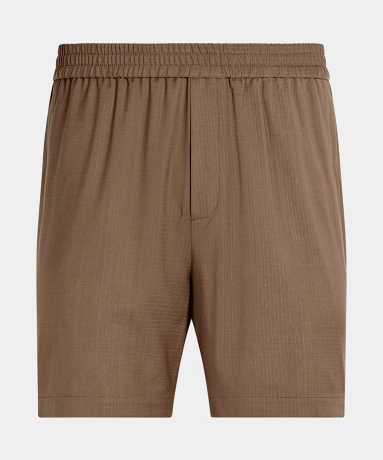 Mid Brown Straight Leg Shorts