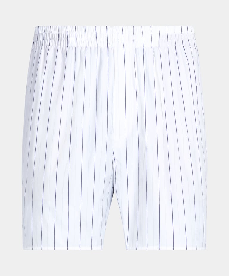 Witte Gestreepte Shorts Straight Leg