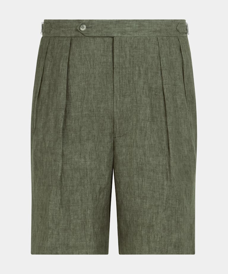 Dark Green Straight Leg Shorts