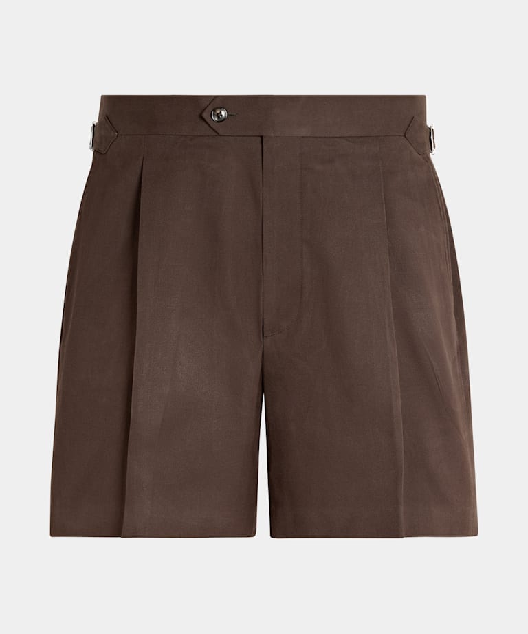 Mid Brown Straight Leg Shorts