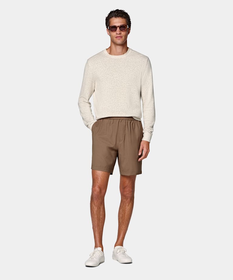Mid Brown Straight Leg Shorts
