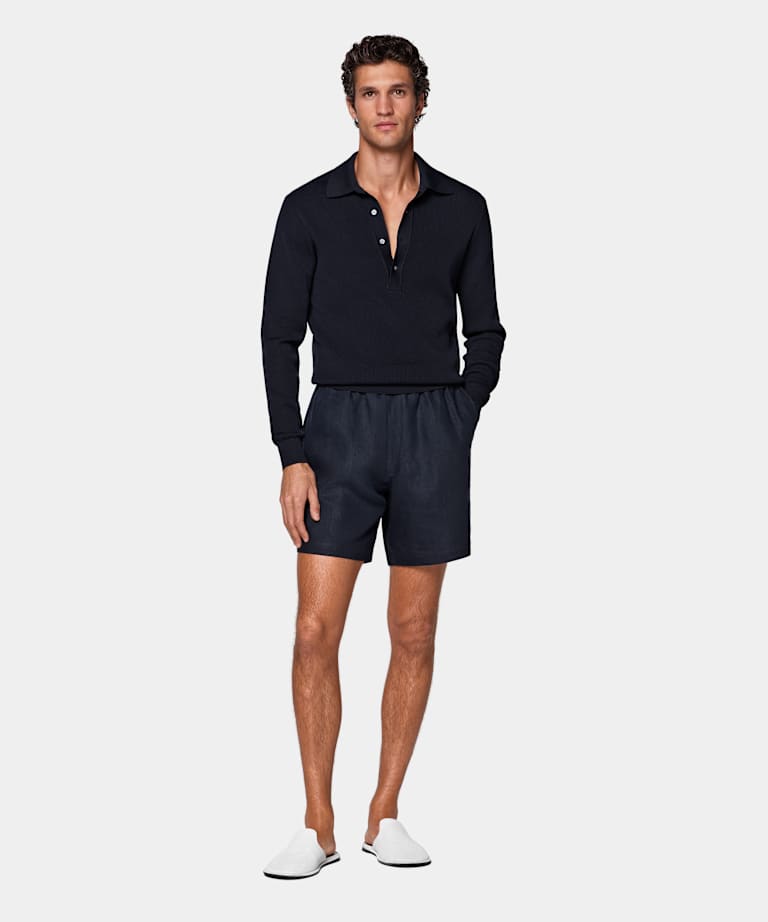 Pantalones cortos azul marino Straight Leg