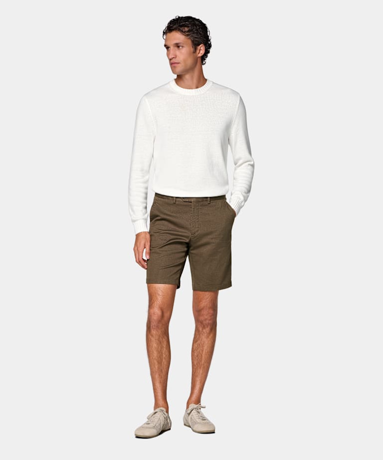 Shorts chino Slim Leg marron moyen