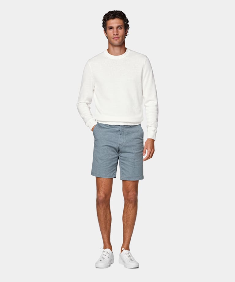Short chino Slim Leg bleu moyen