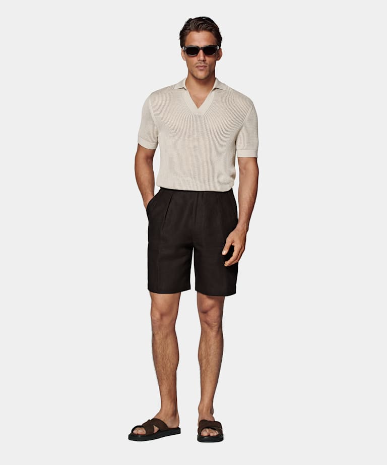 Mörkbruna shorts i straight leg-modell