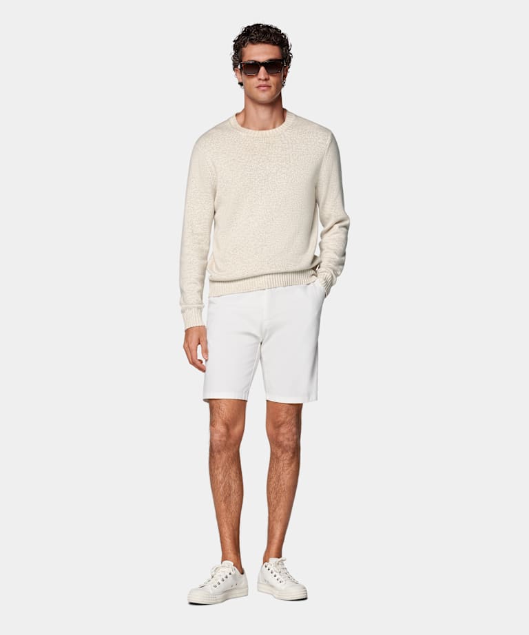 Pantalones cortos color crudo Slim Leg
