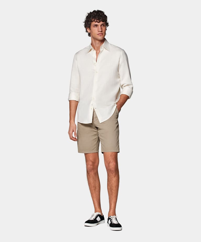 Taupe Slim Leg Shorts