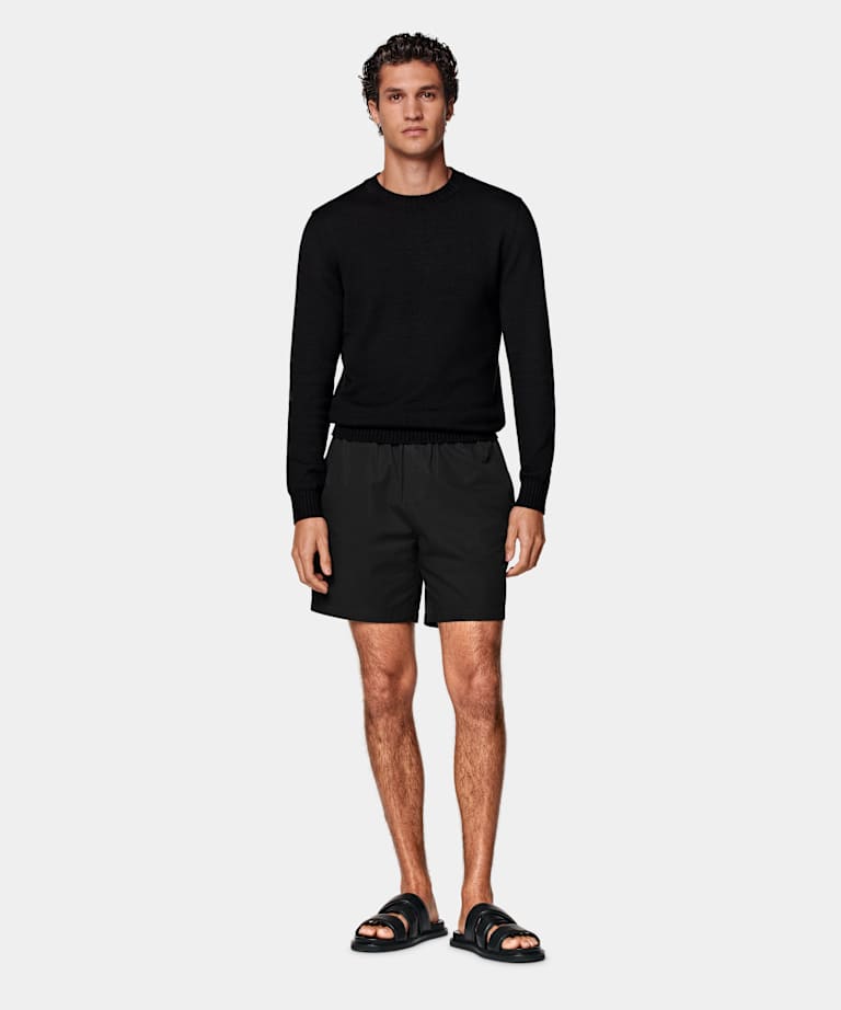 Black Straight Leg Shorts