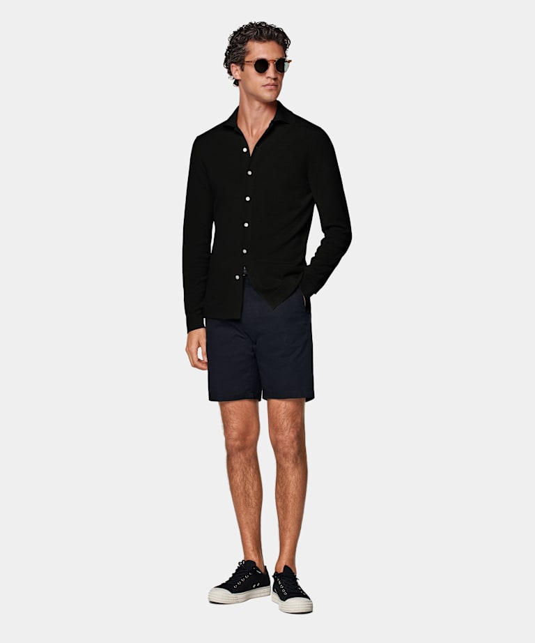 Navy Slim Leg Shorts