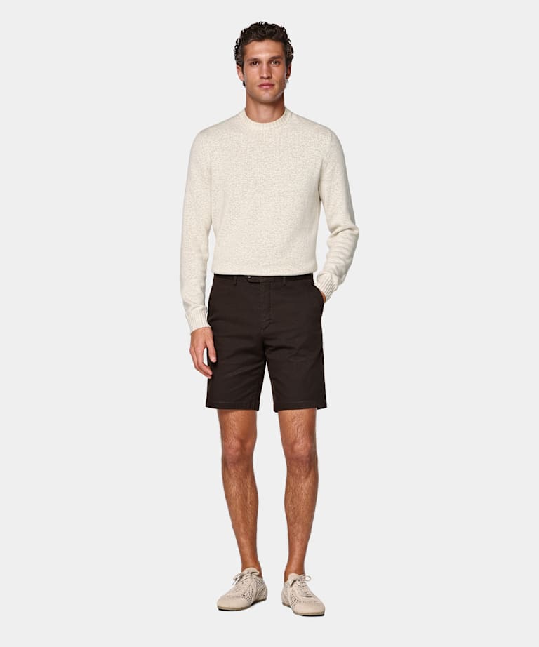 Dark Brown Slim Leg Chino Shorts