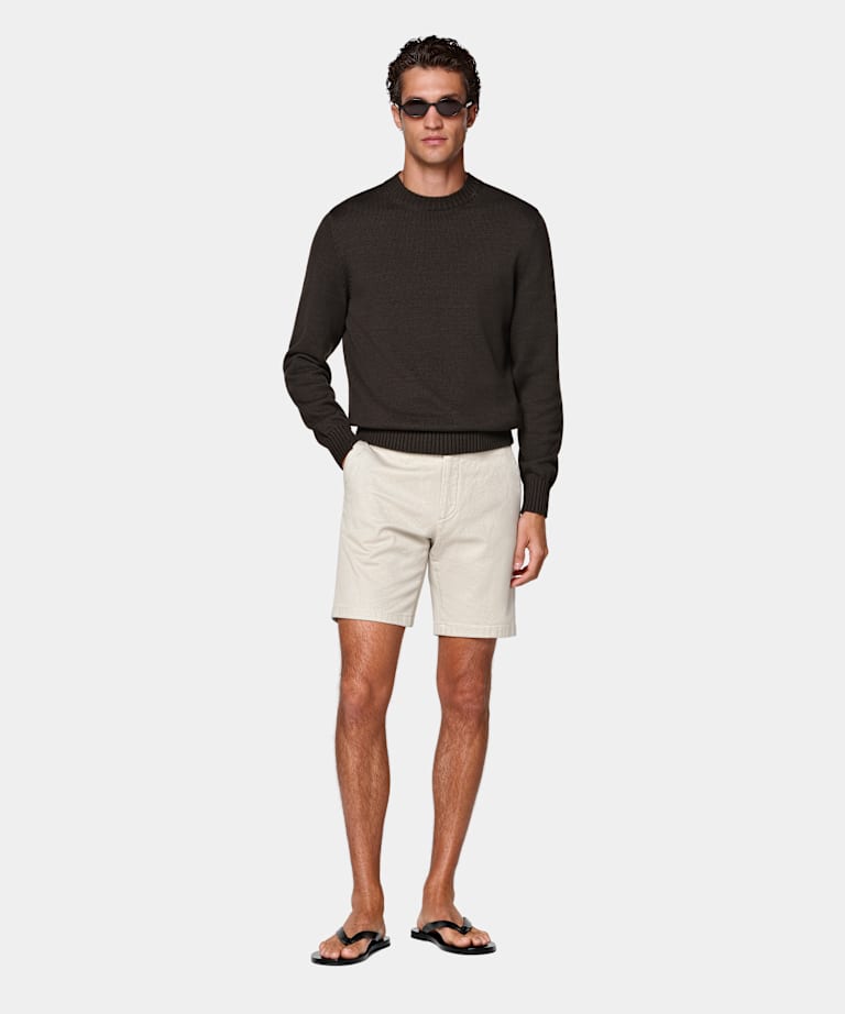 Light Brown Slim Leg Chino Shorts