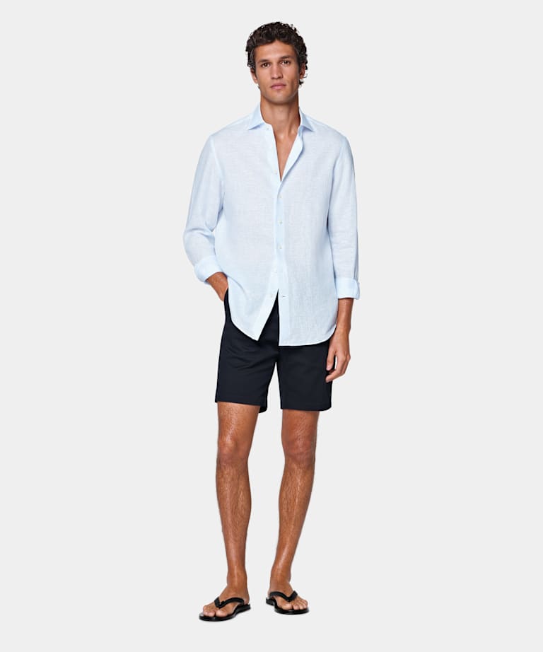 Spodenki chino slim leg granatowe