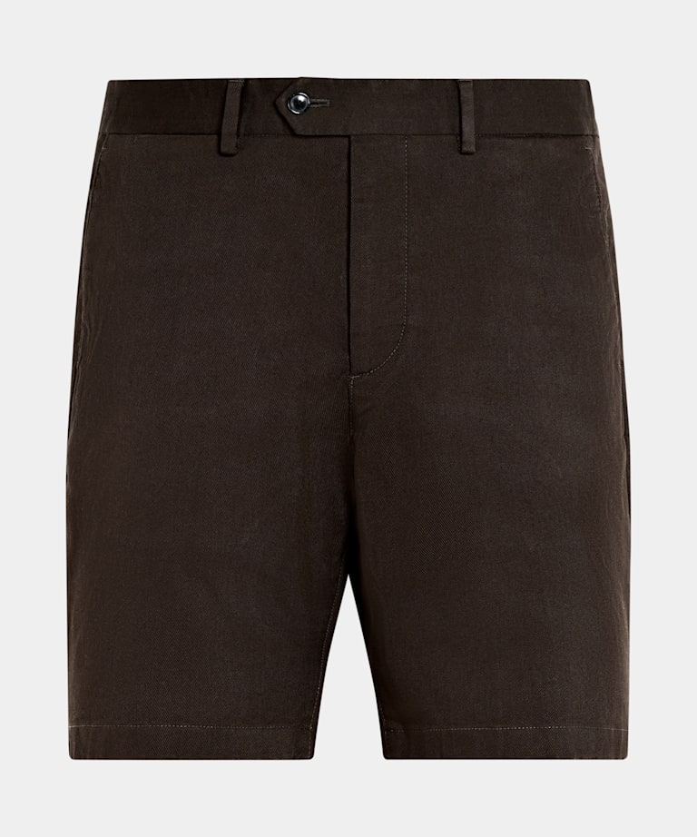 Dark Brown Slim Leg Chino Shorts