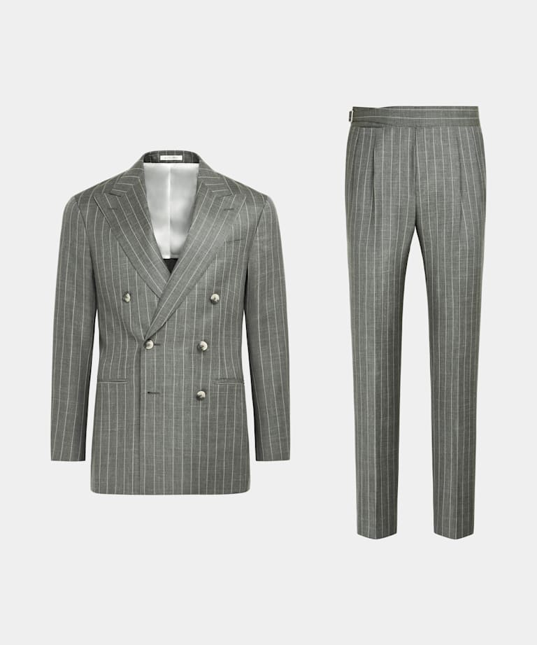 Traje Havana verde claro a rayas corte Tailored