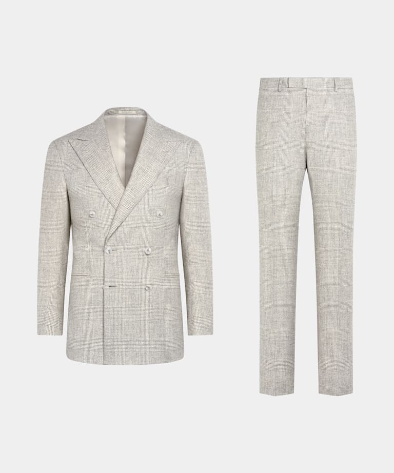 Light Grey Checked Tailored Fit Havana Suit